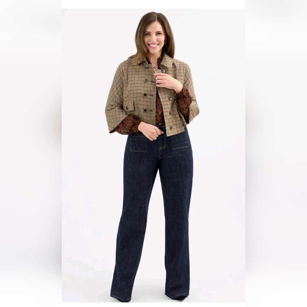 Cabi Showroom Jacket 4678 Houndstooth Brown Large new nwt - Picture 4 of 12